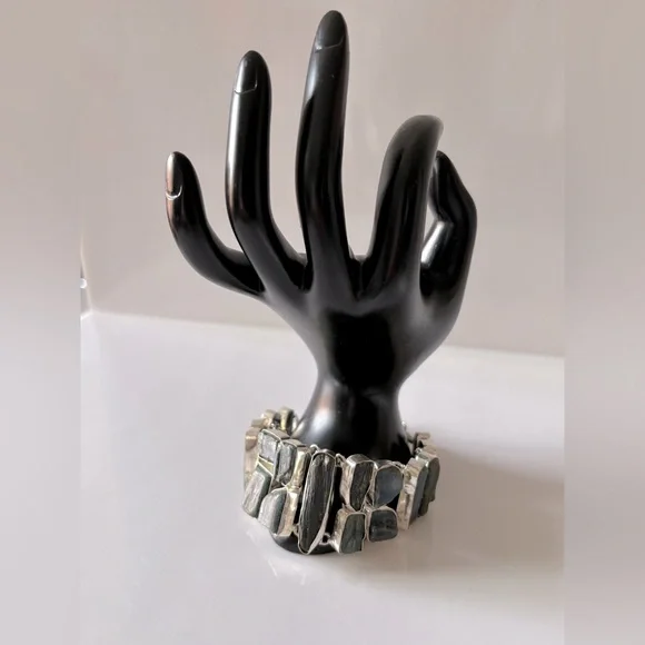 Natural Blue Kyniate stone handmade silver plated bracelet - Picture 2 of 6